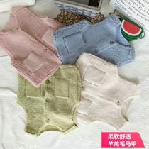 Girls fur integrated horse chia 2021 autumn winter clothing new children lamb hair Machia baby Han version foreign air canon shoulder