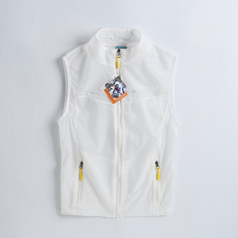 Foreign trade tail single summer women's ultra-thin sunscreen vest outdoor stand-up collar breathable vest quick-drying horse clip travel cardigan large size