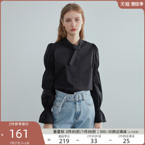 Van Th Blue Nn 210112 Fa Style Upright Collar Bubble Sleeve Shirt Woman Design Sensation Small Crowdspring Autumn Long Sleeve Fashion Lining Clothing