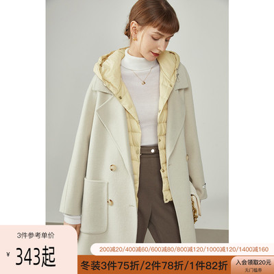 taobao agent Double-sided demi-season woolen coat, woolen vest, set, 214037pcs, suitable for teen