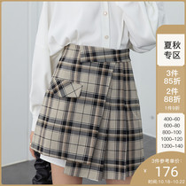 Fan Si Lanen Irregular Skirt 2021 Spring and Autumn New Fashion High Waist A- line dress Vintage Plaid Skirt