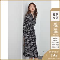 Fan Si Lanen gentle wind floral dress Spring and Autumn New 2021 temperament chiffon print skirt women long sleeve