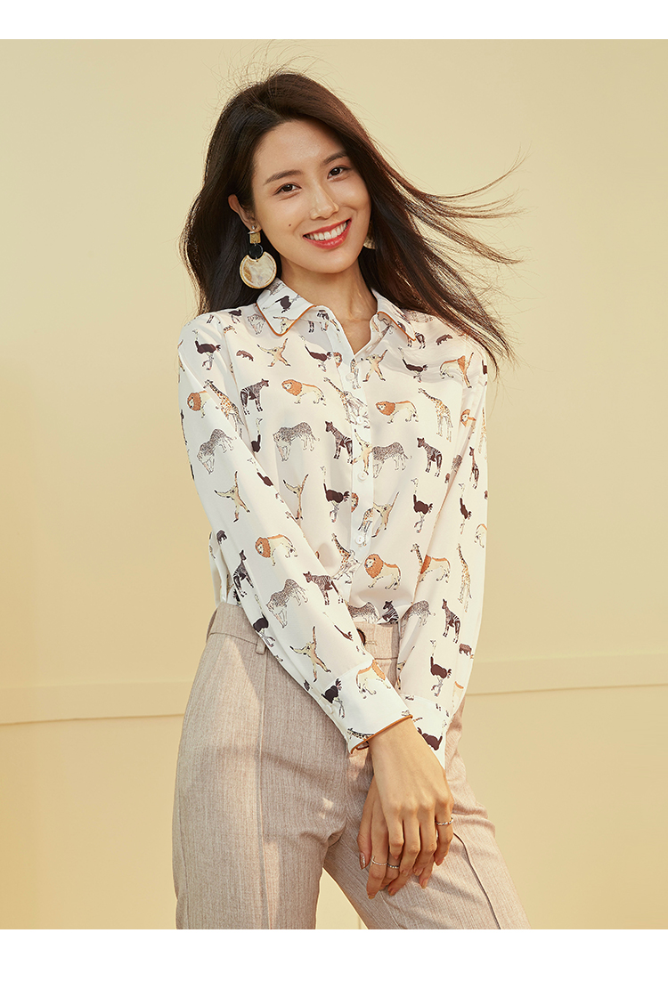 Fan Si Lanen plus nhung dày chuyên nghiệp áo voan nữ tay dài mùa thu và đồ ngủ mùa đông áo gió in áo ấm sơ mi hàn quốc