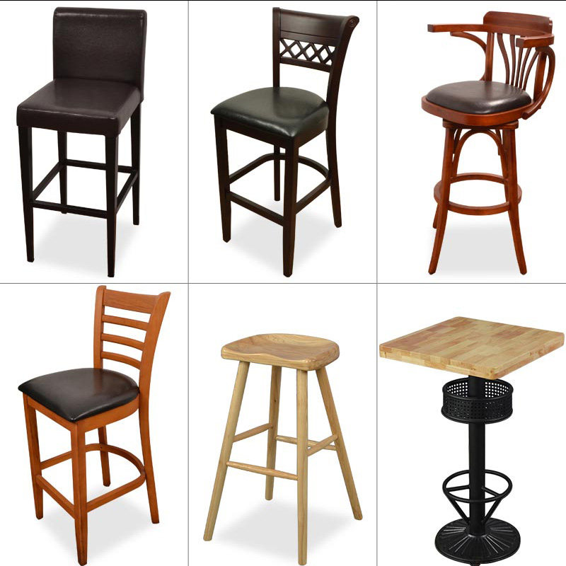 Milk Tea Shop Table And Chairs Combined Bar West Dining Cafe Iron Art Bar Chair High Footstool Solid Wood Clear Bar Drinks Rest Area-Taobao