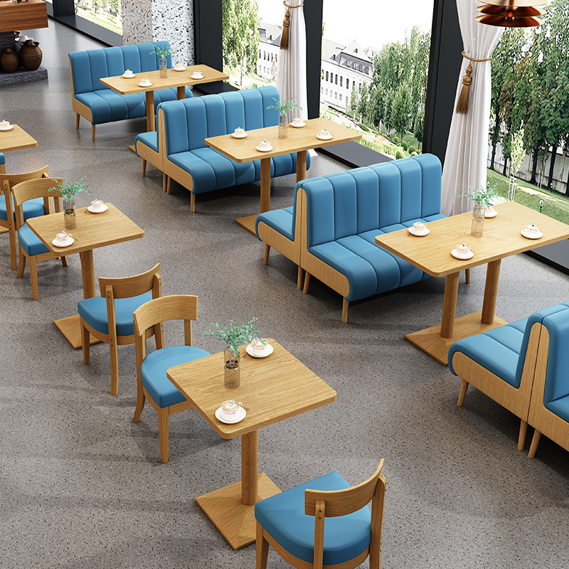 Milk tea shop table and chairs Combined Fast restaurant Jane Yoon Wo Tong Solid Wood Snack Fresh Dessert Net Red Western Dining Café 