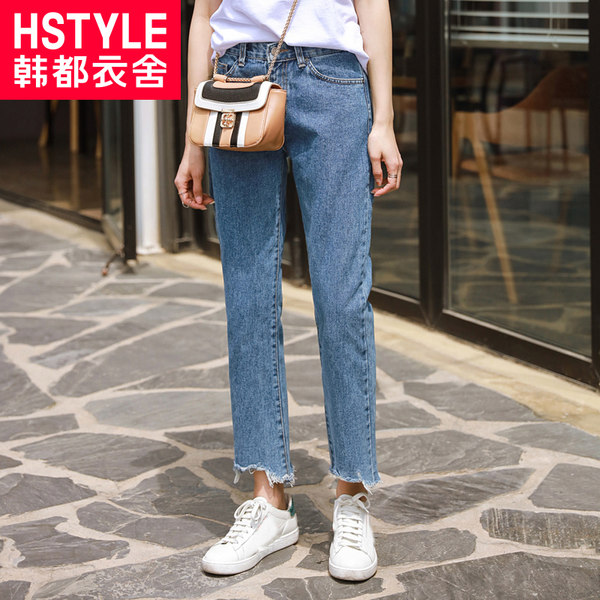 韩都衣舍 纯棉 修身毛边小脚 女式九分牛仔裤 天猫优惠券折后￥93包邮（￥133-40）