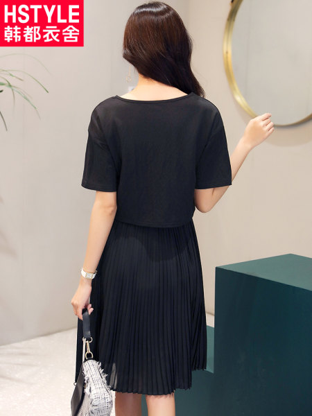 韩都衣舍 18年新款 纯色百褶两件套短袖连衣裙 天猫优惠券折后￥88包邮（￥188-100）3色可选