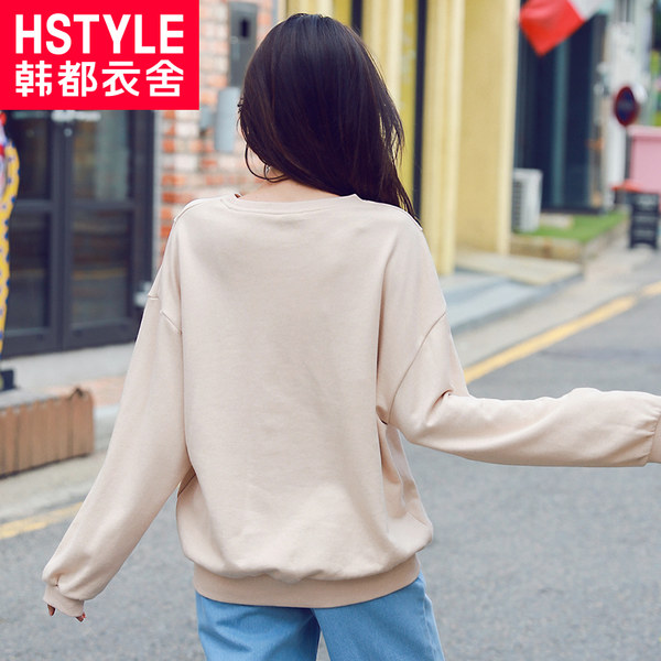 韩都衣舍 18年春季新款 印花女式宽松套头卫衣 天猫优惠券折后￥72包邮（￥142-70）