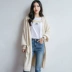 Handu quần áo nhà mùa hè 2019 của phụ nữ phiên bản Hàn Quốc của cổ chữ V màu rắn đèn lồng tay áo len đan áo len nữ dài - Áo len cổ chữ V áo len lông Áo len cổ chữ V