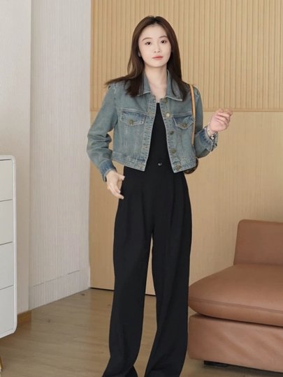 美式复古牛仔外套女2025春季新款爆款小个子休闲宽松短款夹克上衣