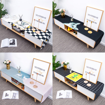 Nordic modern simple cotton linen TV cabinet cover cloth rectangular waterproof TV cabinet tablecloth table mat customization