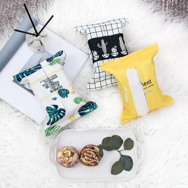 Small freshens wind cotton numb art paper towel box washable waterproof tea table Extraction toilet paper case toilet paper bag