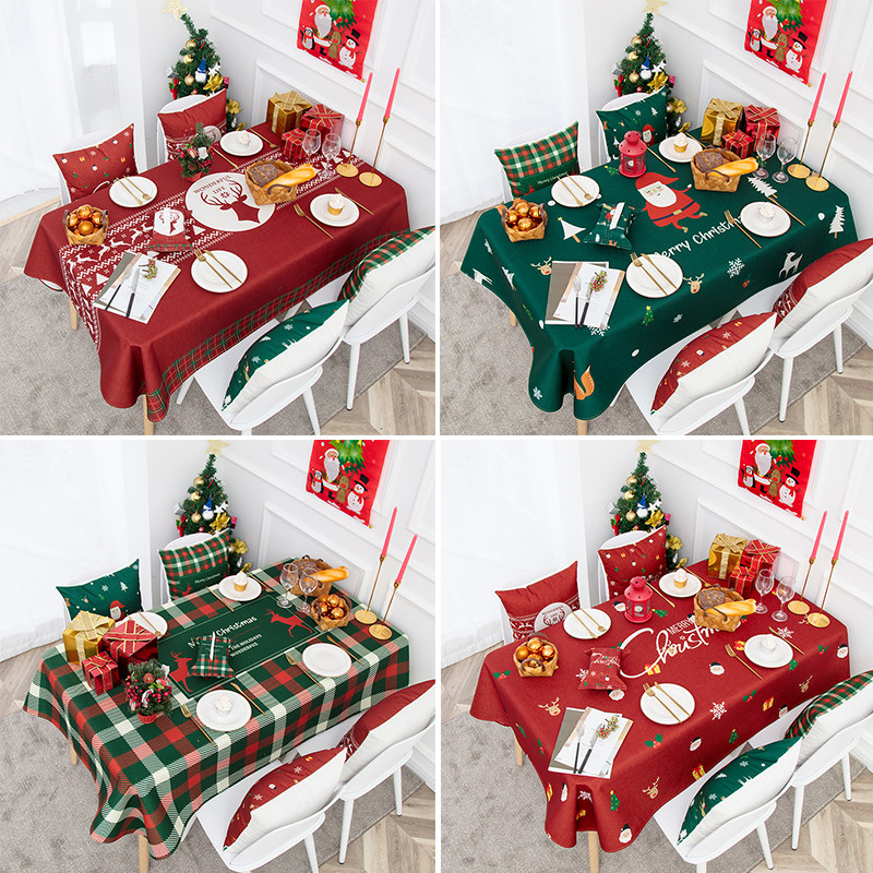 New Year Christmas celebration dining table tablesRoundtable table cover thickening waterproof cotton cotton tea tablecloths