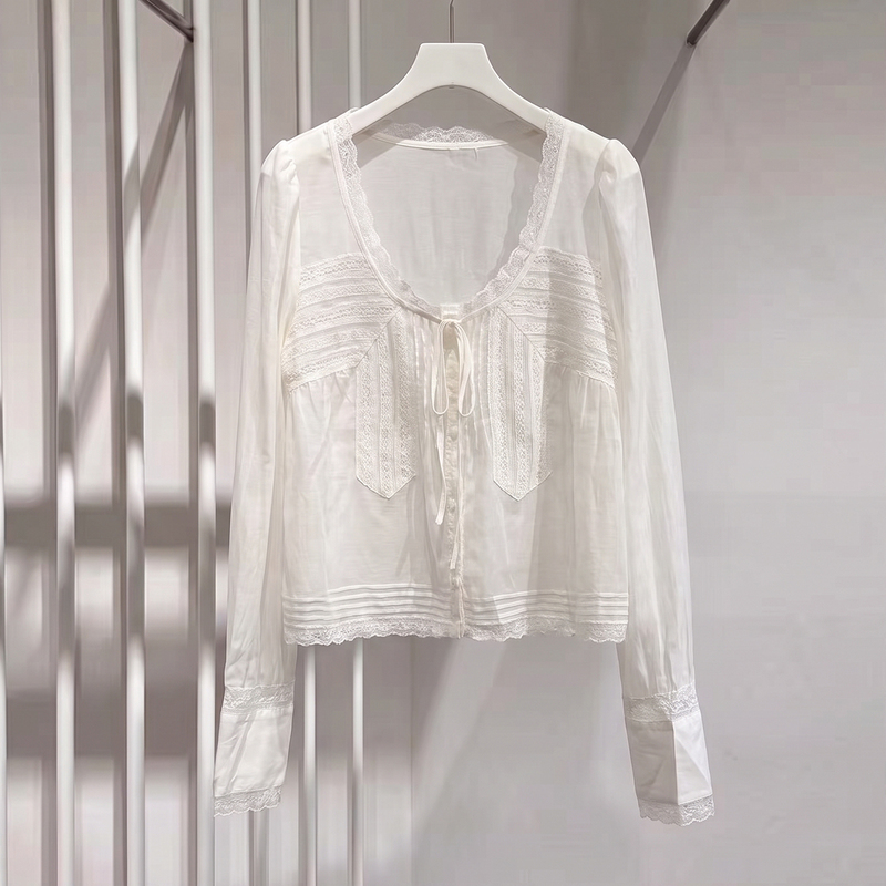 In Stock】Shenzhen Nanyou High-End Women's Clothing 2026 Autumn Sweet and Gentle Style Lace-Up Loose Shirt Top In Stock】Shenzhen Nanyou High-End Women's Clothing 2026 Autumn Sweet and Gentle Style Lace-Up Loose Shirt Top