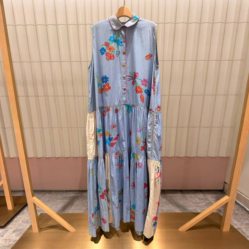 Shenzhen Nanyou High-End Women's Clothing 2026 Summer New Printed Loose Casual Lapel Long Vest Dress for Women