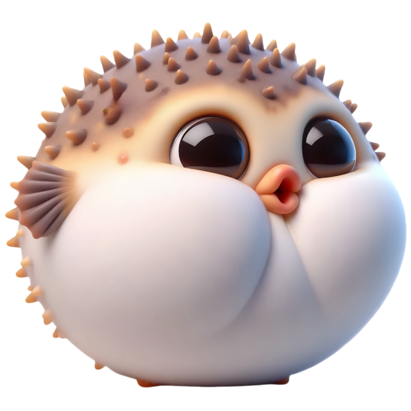 Cute Pufferfish Stickers for Bathroom, Kitchen, Refrigerator, Luggage, Password Box, Home Decoration, Electric Vehicle Waterproof Stickers