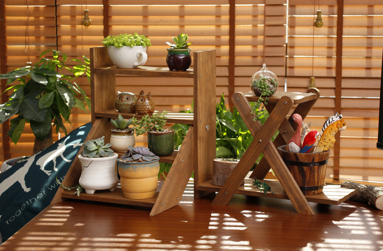 Vườn hoa đứng máy tính để bàn thịt hoa đứng cửa sổ văn phòng đứng khung mini rack rắn gỗ chậu giá - Kệ tủ sách treo tường