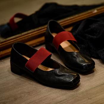 Hepburn square head retro one-line ballet shoes Hepburn square head retro one-line ballet shoes