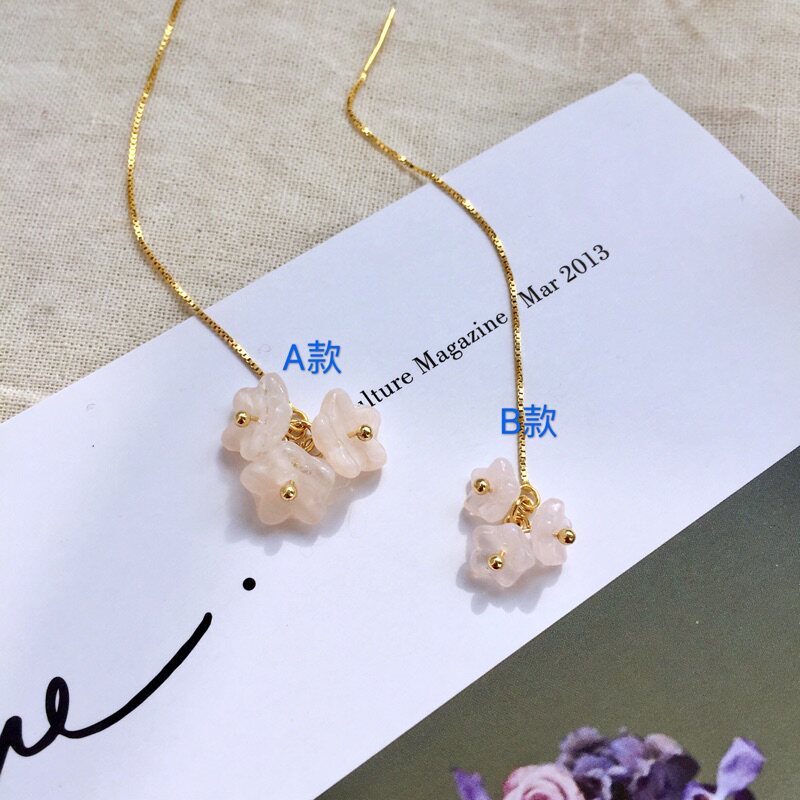 Private Beauty Niche Design Cherry Blossom Earrings Super Fairy earrings S925 Pure silver Mori Girl Temperament Earrings