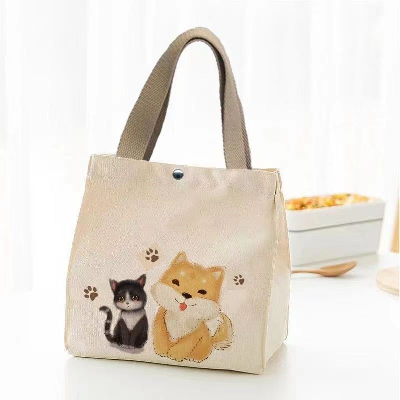 Cute Portable Lunch Bag Fashion Light Hand Carrying Lunch Box Sails Cloth Bag Office Workers With Rice Bag Students Handbag-Taobao