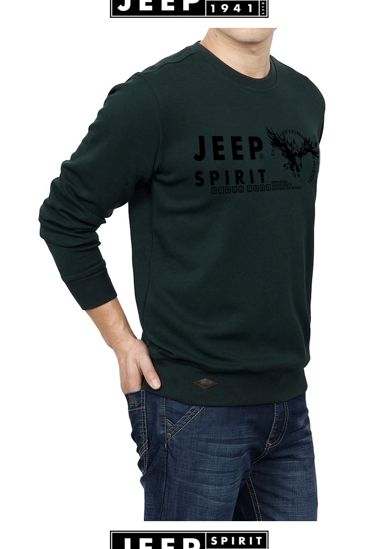 Xe jeep tay dài đích thực áo thun cotton cổ tròn cho nam trung tính và áo len dày nhung cỡ lớn bố ơi áo phông dài tay