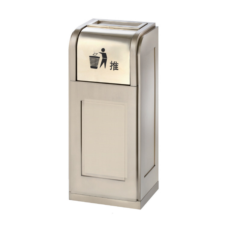 Luxury star hotels stainless steel classified trash cans rose gold trash bins