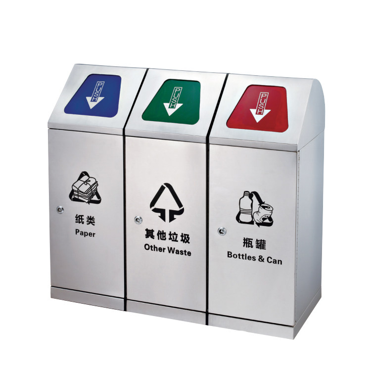 Outdoor trash cans stainless steel hospital classification sanitation park environmental protection metal scenic area street outdoor double trash can