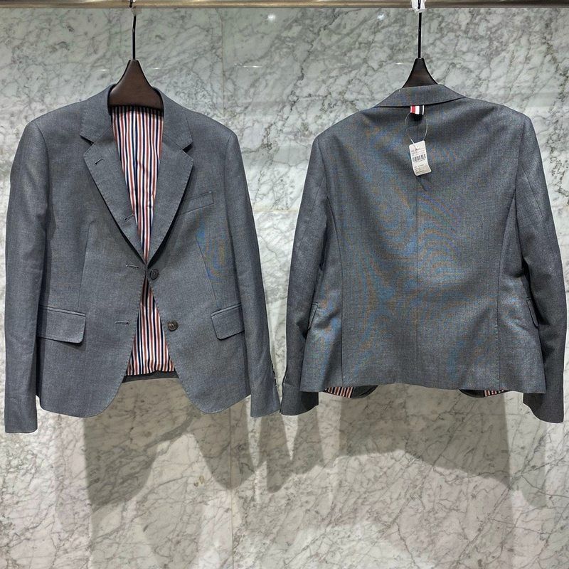 Tfm Tb Classic High-Thread-Count Wool Pure Gray Women's Twill Professional Commuting Formal Slim-Fit Blazer
