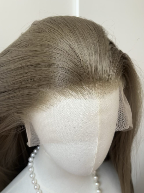 Flat Head Xiao Xu, Aoki Gray! 13×3.5 Hand-Crocheted Large Lace Free Parting High-Temperature Fiber Cosplay Wig