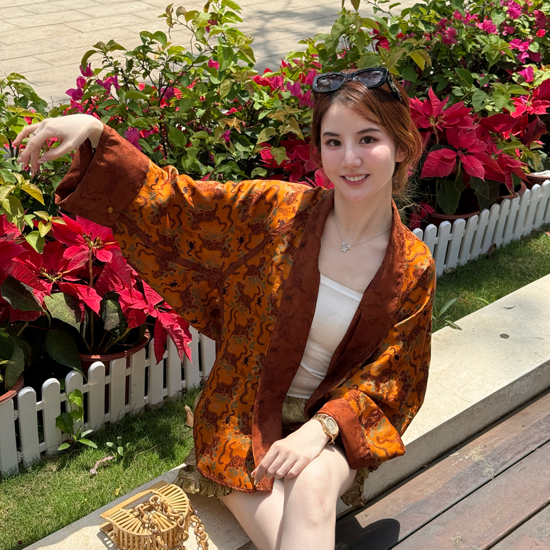 【100% Mulberry Silk】Huzhen Wudu (Bubble Style) Designer Sun Protection Jacket Coat Top