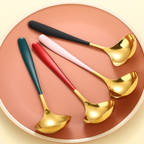 304 stainless steel net red soup spoon Household soup large Sheng soup Korean long handle spoon deepened snail powder spoon