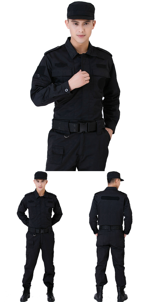 Dịch vụ bảo vệ đồng phục an ninh dài tay mùa xuân và mùa thu mùa đông mặc quần áo màu đen dày đặc an ninh quần áo phù hợp với đồng phục đào tạo nam bộ đồ thể thao nam