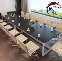 Shanghai office furniture small steel frame conference table long table simple modern negotiation table office table and chair staff table
