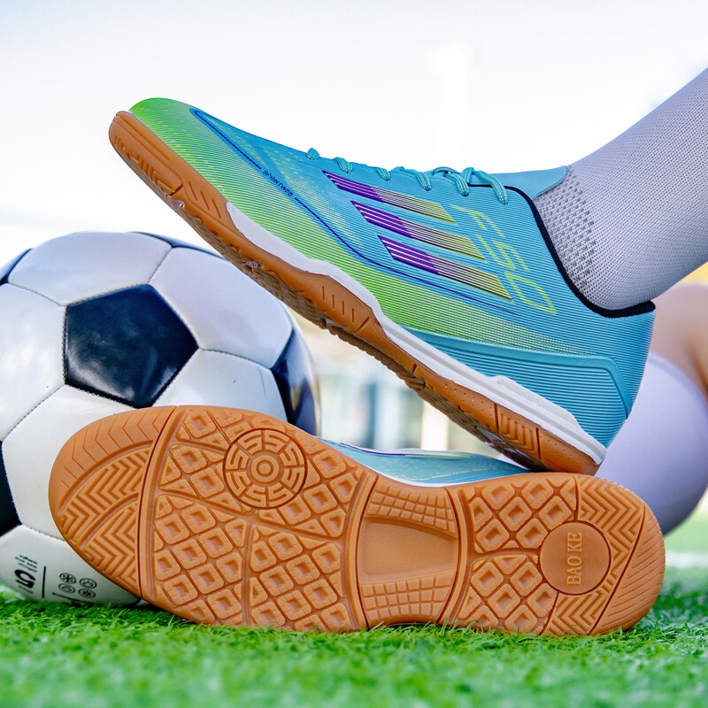 Wider Version of Men's Soccer Shoes with Leather Surface, Waterproof Rubber Sole, Suitable for Wide Feet, Non-Slip Tf Cleats, Short Studs, Competition and Training Shoes