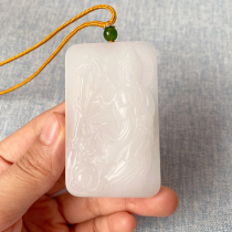 And Tian Yubai jade Station Guanyin pendant for mens Kuanyin Bodhisattva pendant Pau Ping An jade pendant jade jade jade