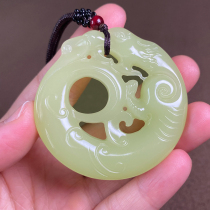 And Tian Yuseed material yellow oral material imitation ancient dragon pendant male and female with hollowed engraving zodiac dragon pendant jade jade jade