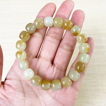 Xinjiang and Tian jade and the end sugar white handstring Old-type barrel bead single ring jade lovers hand decorated buddhist hand chain ornament