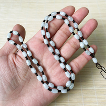 Myanmar jade emerald A goods natural jade pearl necklace road pass rice bead hanging chain male and female jade pendant hanging rope