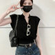 Women's summer style sleeveless shoulder pad shirt