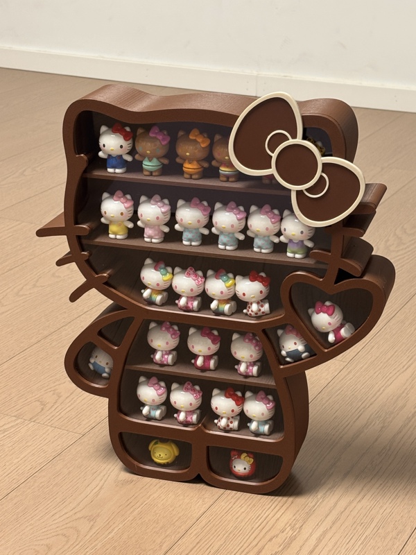 3D Printed Hello Kitty Storage Cabinet with Magnetic Suction, High-Definition Acrylic, Dustproof, Cute and Squeezable, Color Changeable
