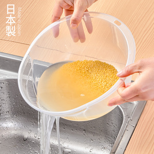 洗米筛淘米盆 日本进口厨房洗菜盆塑料沥水篮家用洗米盆 淘米器