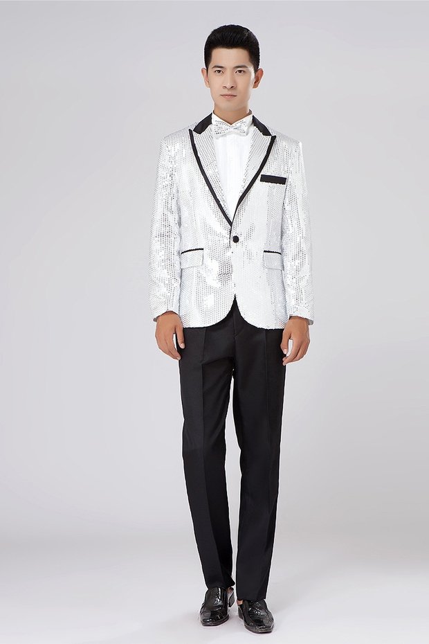 Trang phục sequin mới trang phục nam sân khấu phù hợp với phù hợp với nam ca sĩ chủ nhà trang phục hợp xướng quần sooc nam