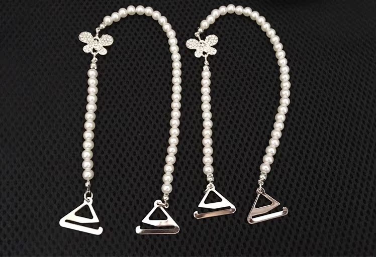 Phụ nữ quây trượt vô hình trong suốt dây đeo vai rhinestone kim loại ngọc trai căng vai đồ lót bra bra dây đeo dây trong suốt mặc trễ vai