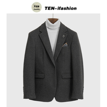 Winter Korean casual woolen suit men retro trend light ripe wind suit jacket men handsome warm jacket