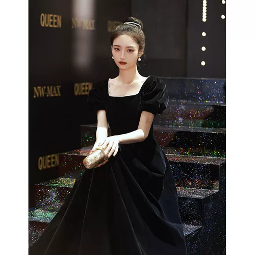 Черное простое платье 2024 Новая музыка Shengyi Test