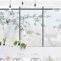 Light transmission opaque Chinese flower bird Balcony Cling Film Toilet Bathroom Door toilet anti-walk light window glass stickers