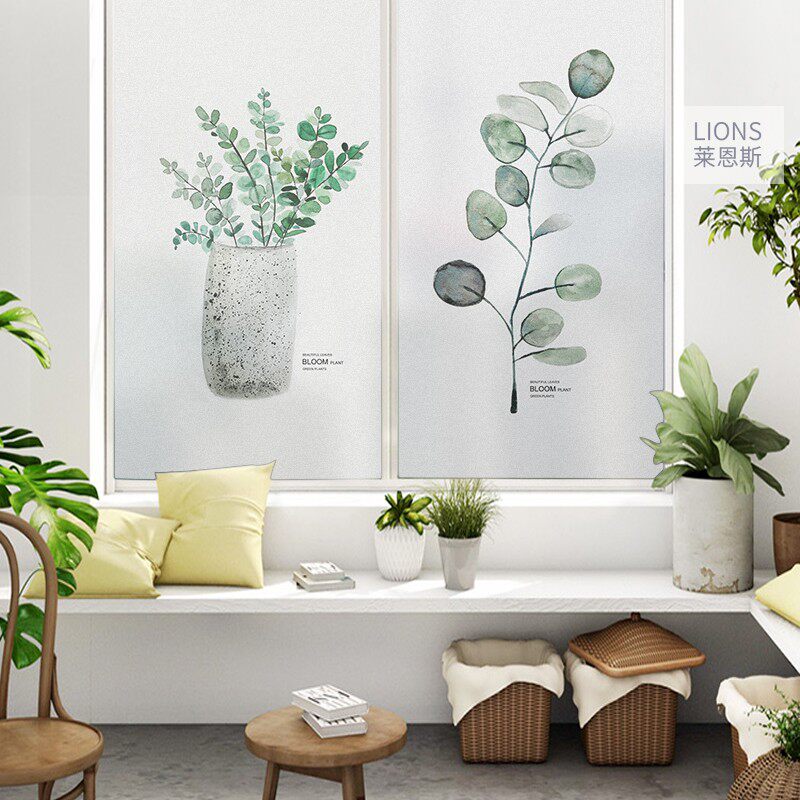 Villa Balcony Window Frosted Glueless Glass Stickers Little Fresh Potted Glass Film Handwashing Table Bathroom Logo Customisation