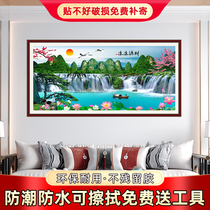 3d Solid Wall Sticker Living-room Sofa Background Wall Self-Adhesive Decoration Painting Stickler Painting Wind water landscape wall painting financial resources Guangjin