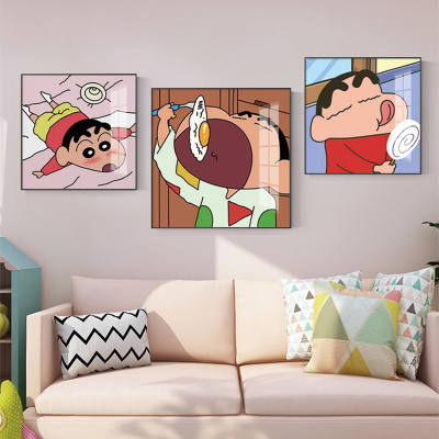 Crayon Shin-chan wall paintings, cartoon and anime, children's room decorative paintings, cute living room background wall, bedroom bedside wall paintings