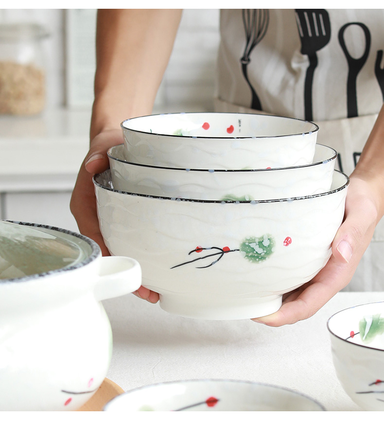 Home to eat bread and butter of jingdezhen ceramic rainbow such use large bowl soup bowl creative contracted Japanese under the glaze color tableware